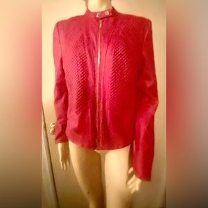 Classy PETER NYGARD red zip front zip side pockets jacket coat outerwear-12